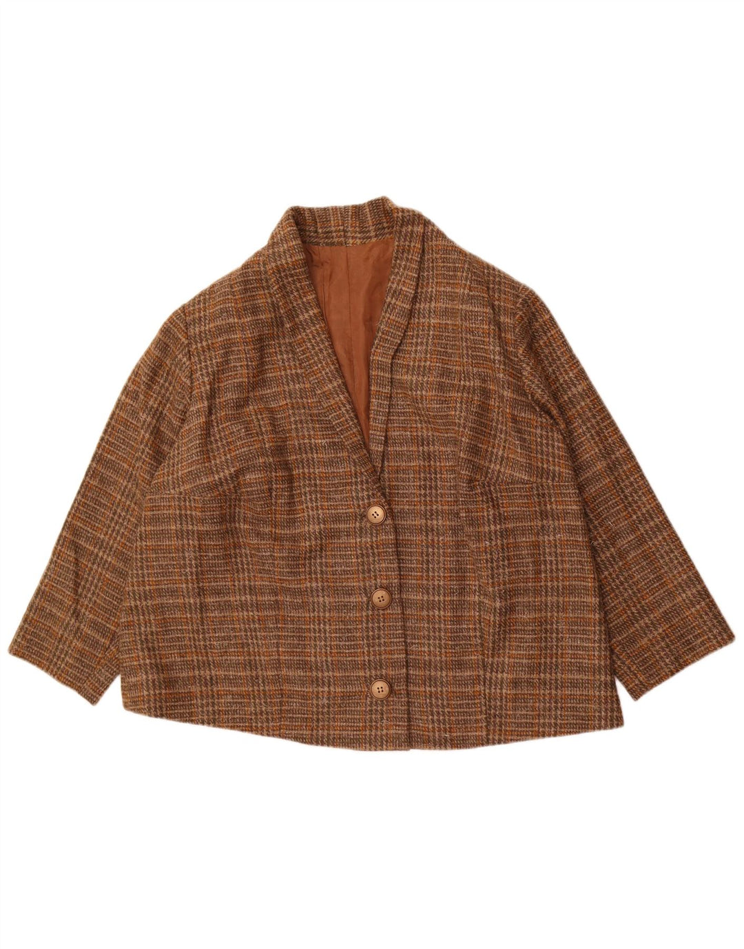 Veste blazer surdimensionnée femme vintage UK 16 Grand pied-de-poule brun