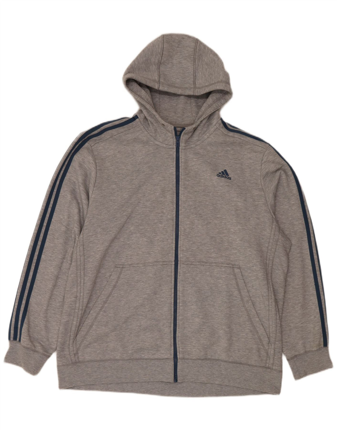 Adidas Pull à capuche zippé pour homme 2XL Gris Polyester