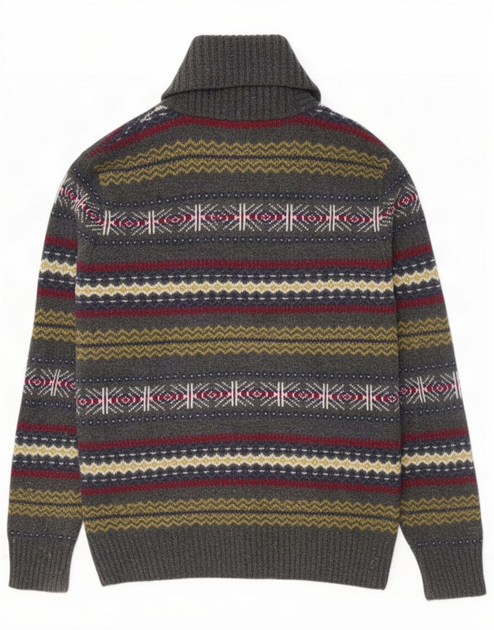 Howick Pull à col châle pour homme Gris moyen Fair Isle en laine d'agneau