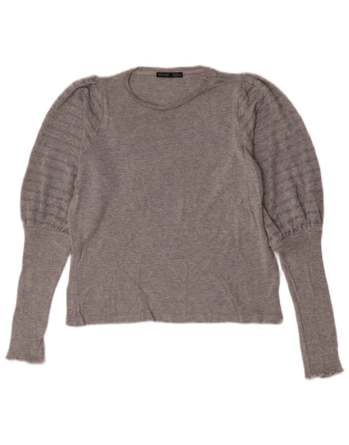 Zara Haut surdimensionné à manches longues pour femme UK 10 Petit Gris