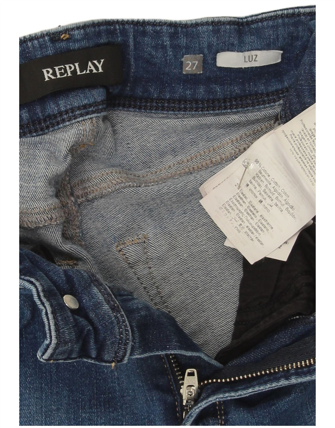 Replay Jean Luz Bootcut Femme W27 L29 Bleu Coton