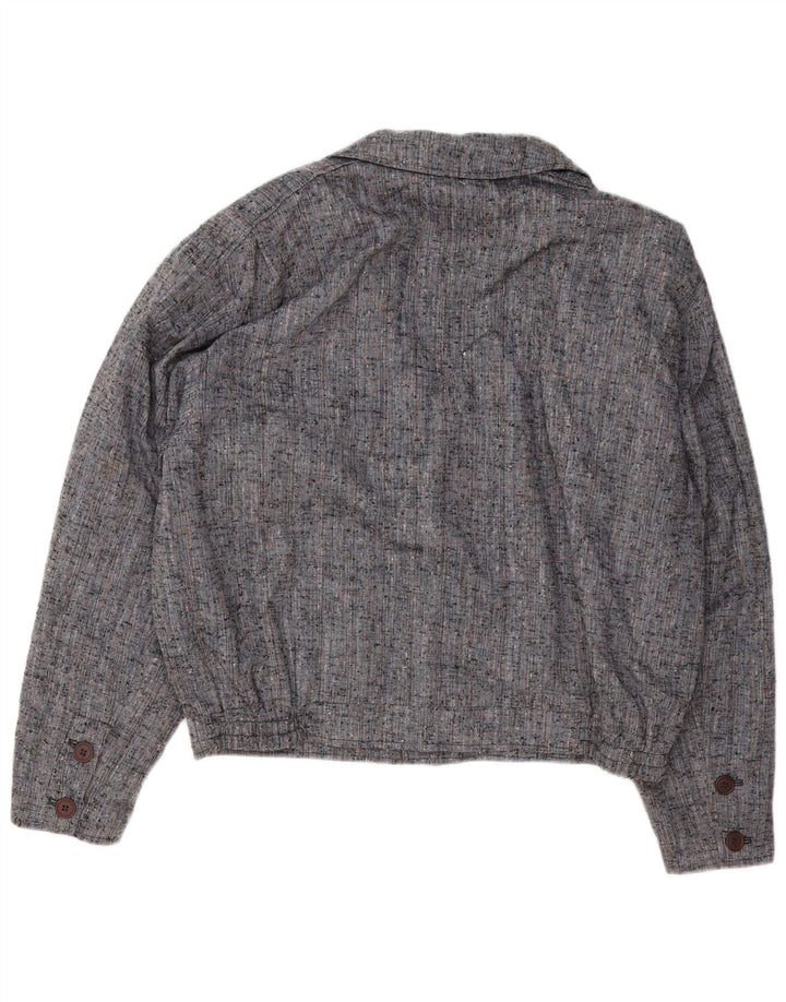 VINTAGE Veste Bomber Oversize Femme IT 50 XL Gris Moucheté Polyester