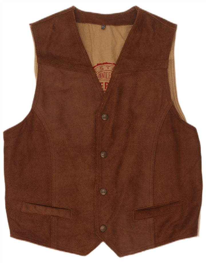 Gilet en daim homme vintage XL cuir marron