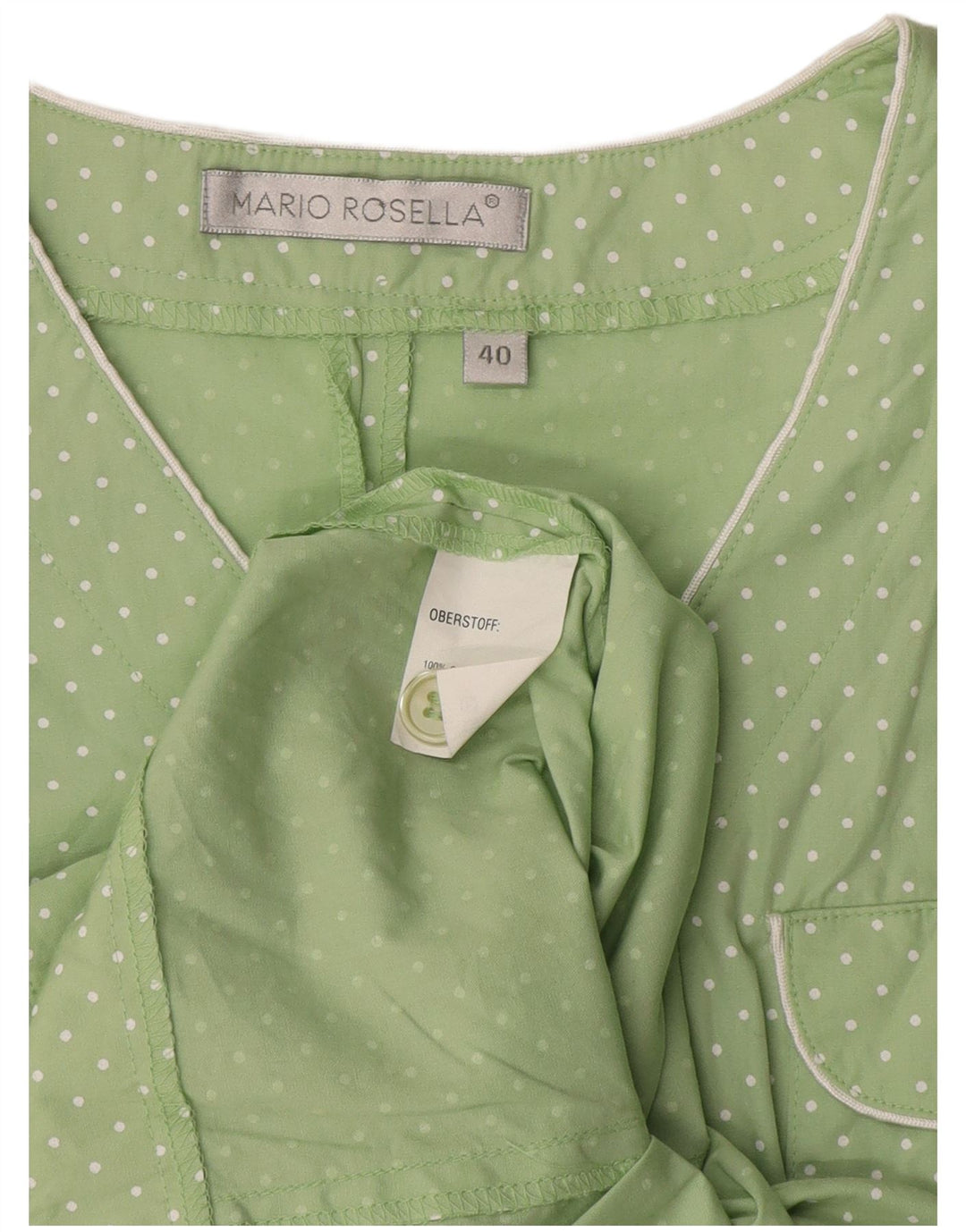 Mario Rosella Ensemble 2 pièces pour femme en coton à pois vert moyen EU 40