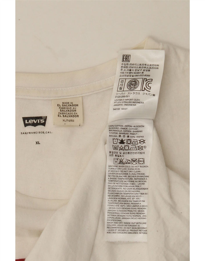LEVI'S Mens Graphic T-Shirt Top XL White Cotton Vintage Levi's and Second-Hand Levi's from Messina Hembry 