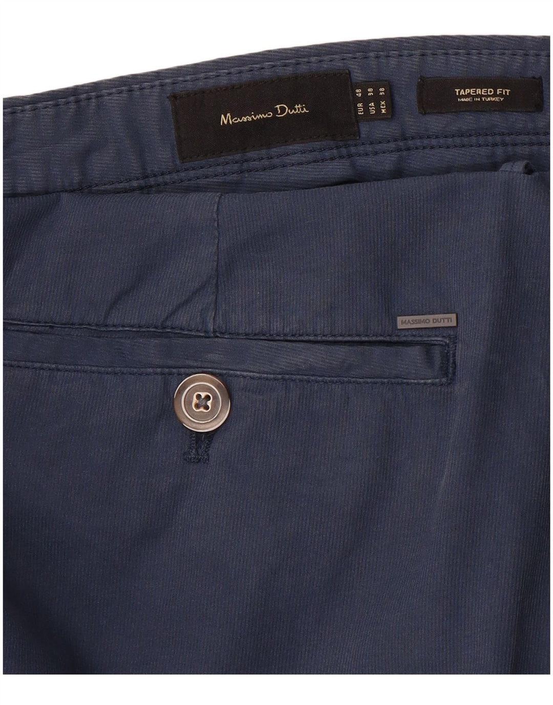 MASSIMO DUTTI Pantalon Chino Fuselé Homme EU 48 XL W38 L30 Bleu Marine