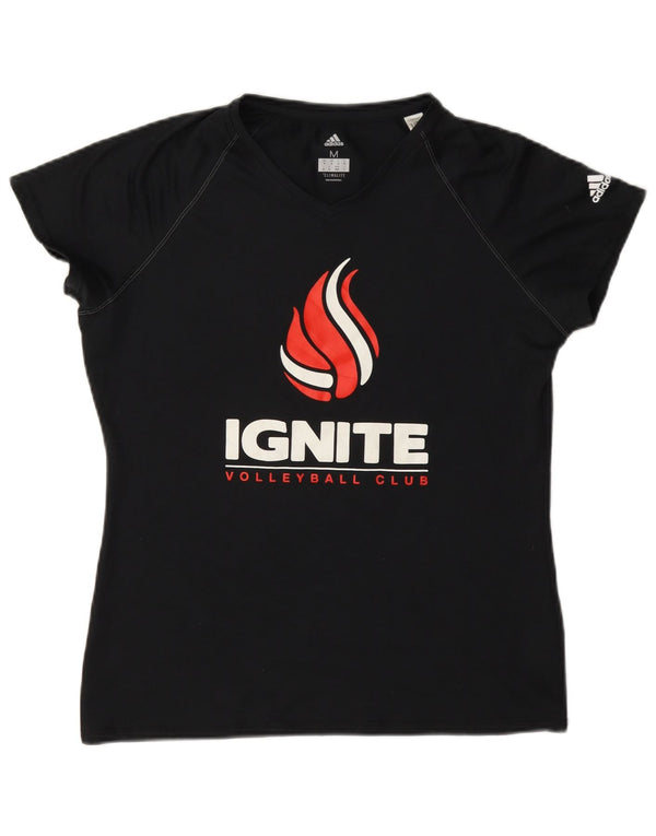 Adidas Womens Ignite Volleyball Club Graphic T-Shirt Top UK 14 Moyen Noir