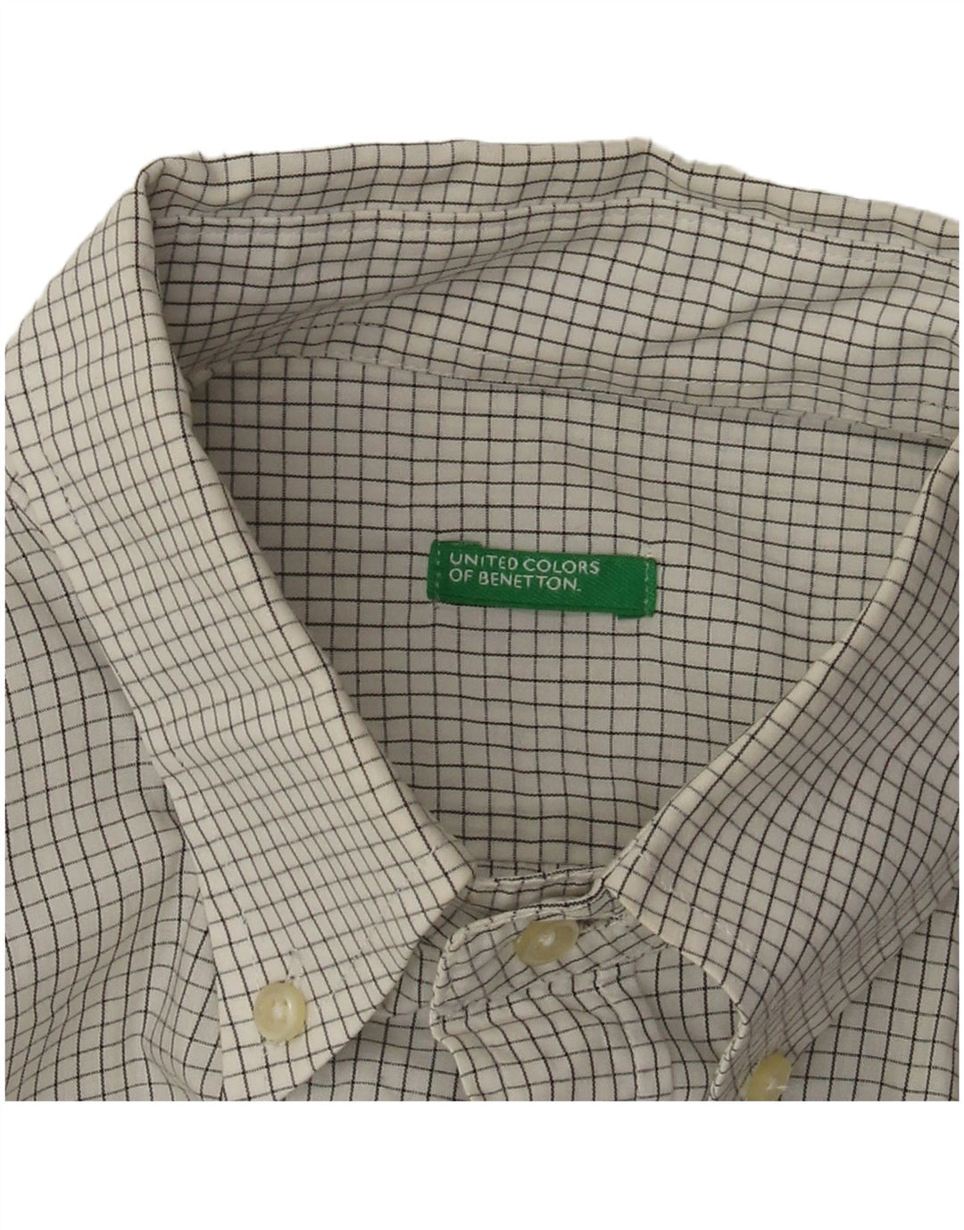 Benetton Chemise À Carreaux Blanc Moyen Homme