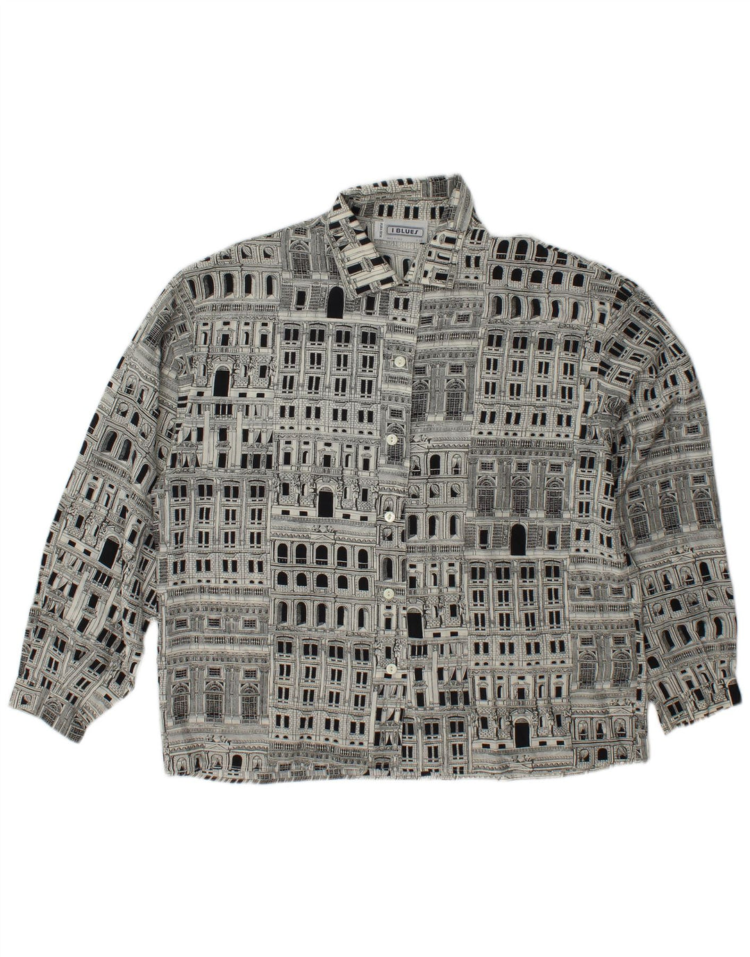 I BLUES Chemisier Graphique Femme IT 46 Large Noir Soie