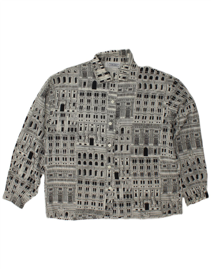 I BLUES Chemisier Graphique Femme IT 46 Large Noir Soie