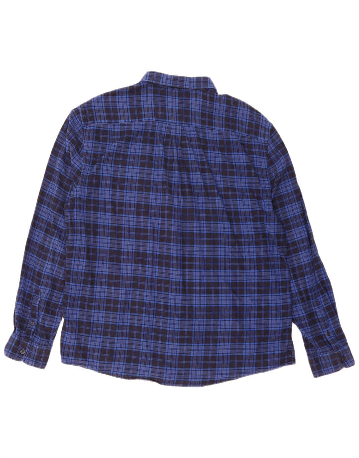 Marks & Spencer Chemise en flanelle coupe classique pour homme XL Bleu à carreaux en coton