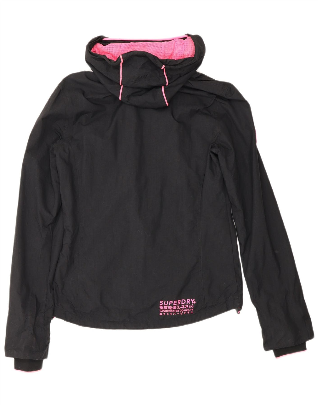 Superdry Veste de pluie à capuche pour femme UK 8 Small Noir Nylon