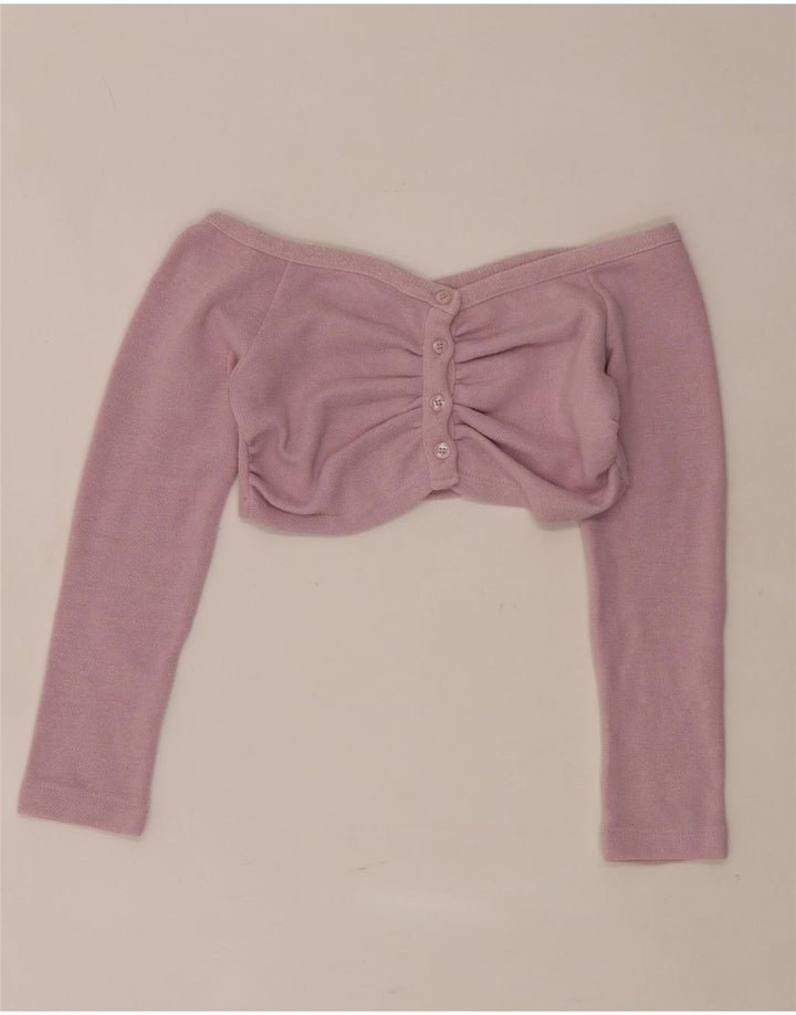 Zara Femmes Hors Épaule Crop Top UK 8 Petit Rose Polyester