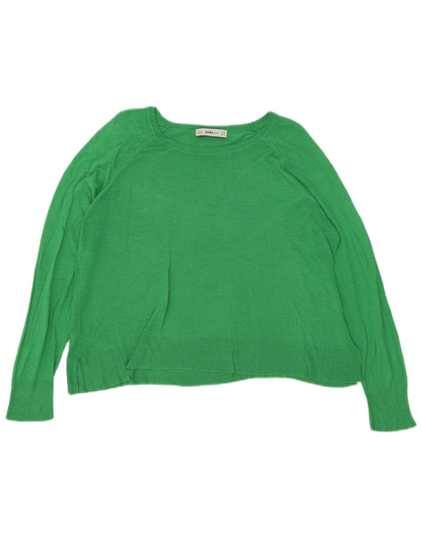 Zara Pull surdimensionné à col bateau pour femme UK 14 Viscose vert moyen