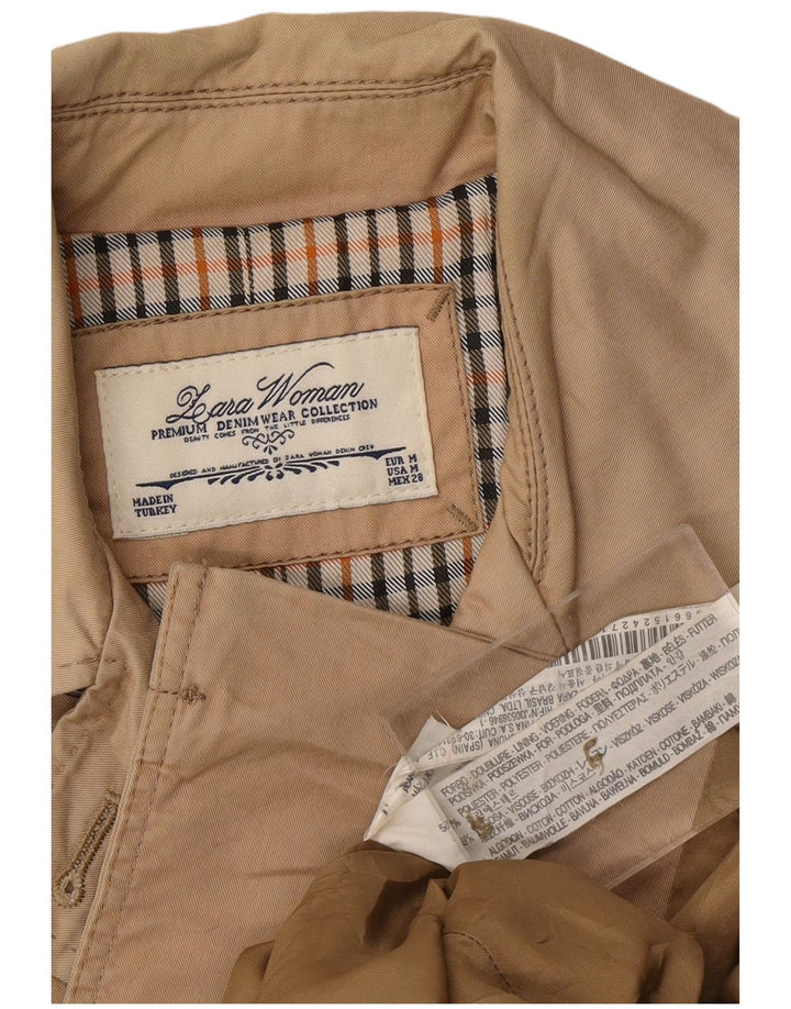 ZARA Womens Double Breasted Trench Coat UK 14 Beige Moyen Colorblock