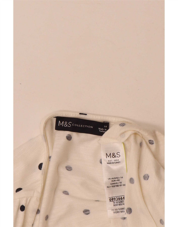 Marks & Spencer Haut à manches longues pour femme UK 14 Large Blanc cassé à pois