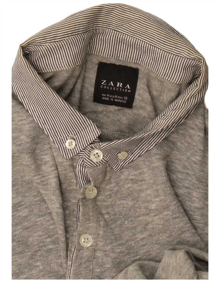 Polo À Manches Longues Homme Zara Gris Moyen Moucheté