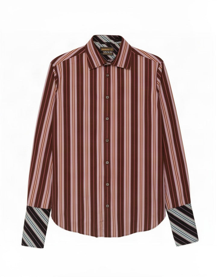 Ted Baker Chemise formelle pour homme Taille 38 15 Coton rayé marron moyen