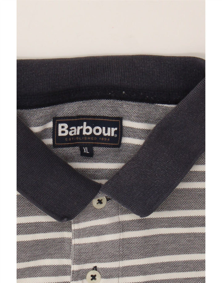 Barbour Polo Homme XL Gris Rayé Coton