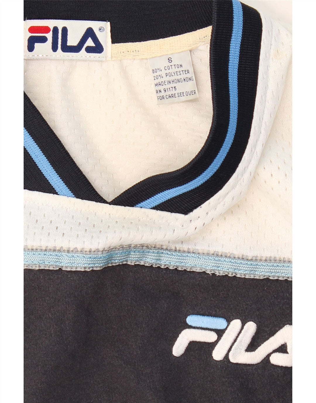 FILA T-Shirt Homme Haut Petit Bleu Marine Colorblock Coton