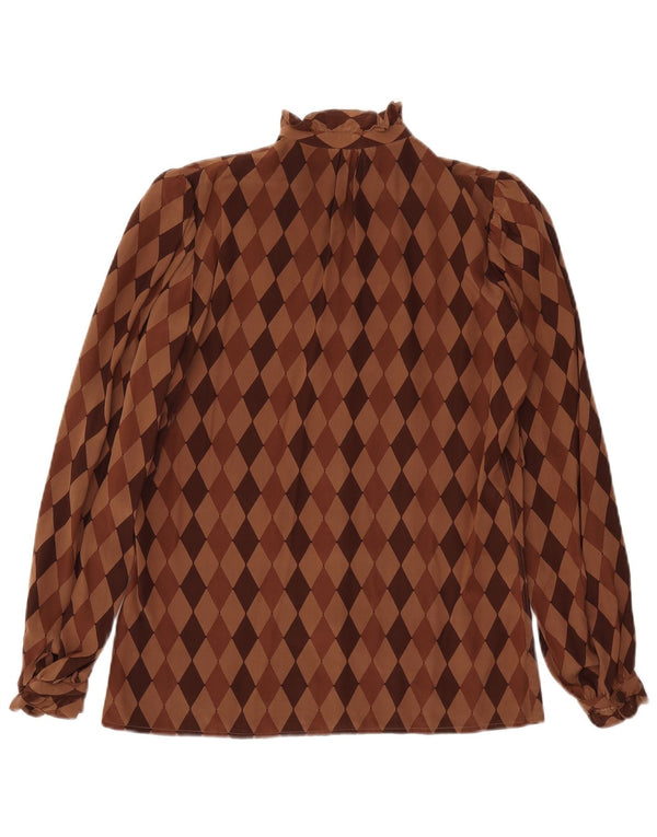 Pancaldi & B Chemisier Femme UK 12 Marron Moyen Argyle/Diamant Soie