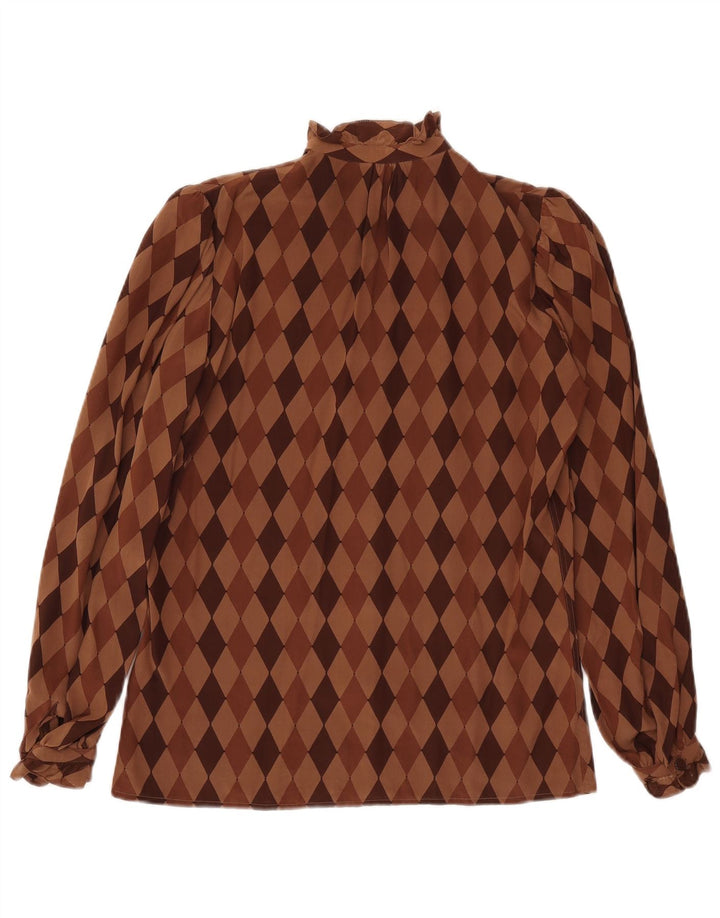 Pancaldi & B Chemisier Femme UK 12 Marron Moyen Argyle/Diamant Soie