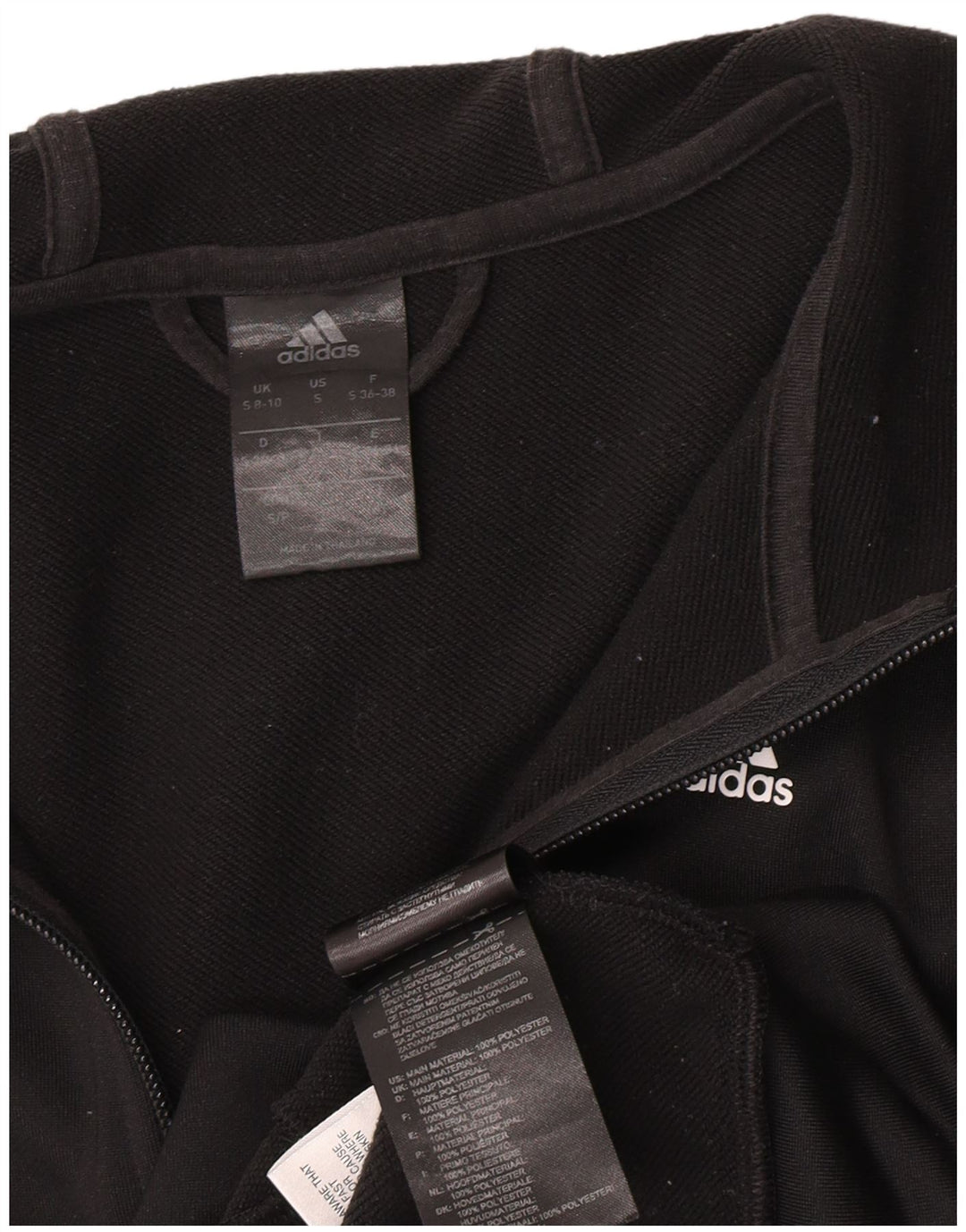 Adidas Pull à capuche zippé pour femme UK 8/10 Petit Noir Polyester