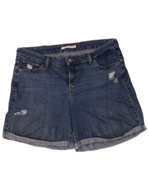 Levi's Short classique taille haute en denim vieilli pour femme US 16 2XL W36 Bleu