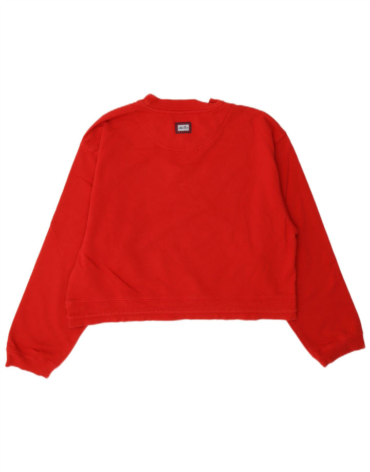 Ellesse Womens Crop Sweatshirt Jumper UK 14 Moyen Rouge Coton