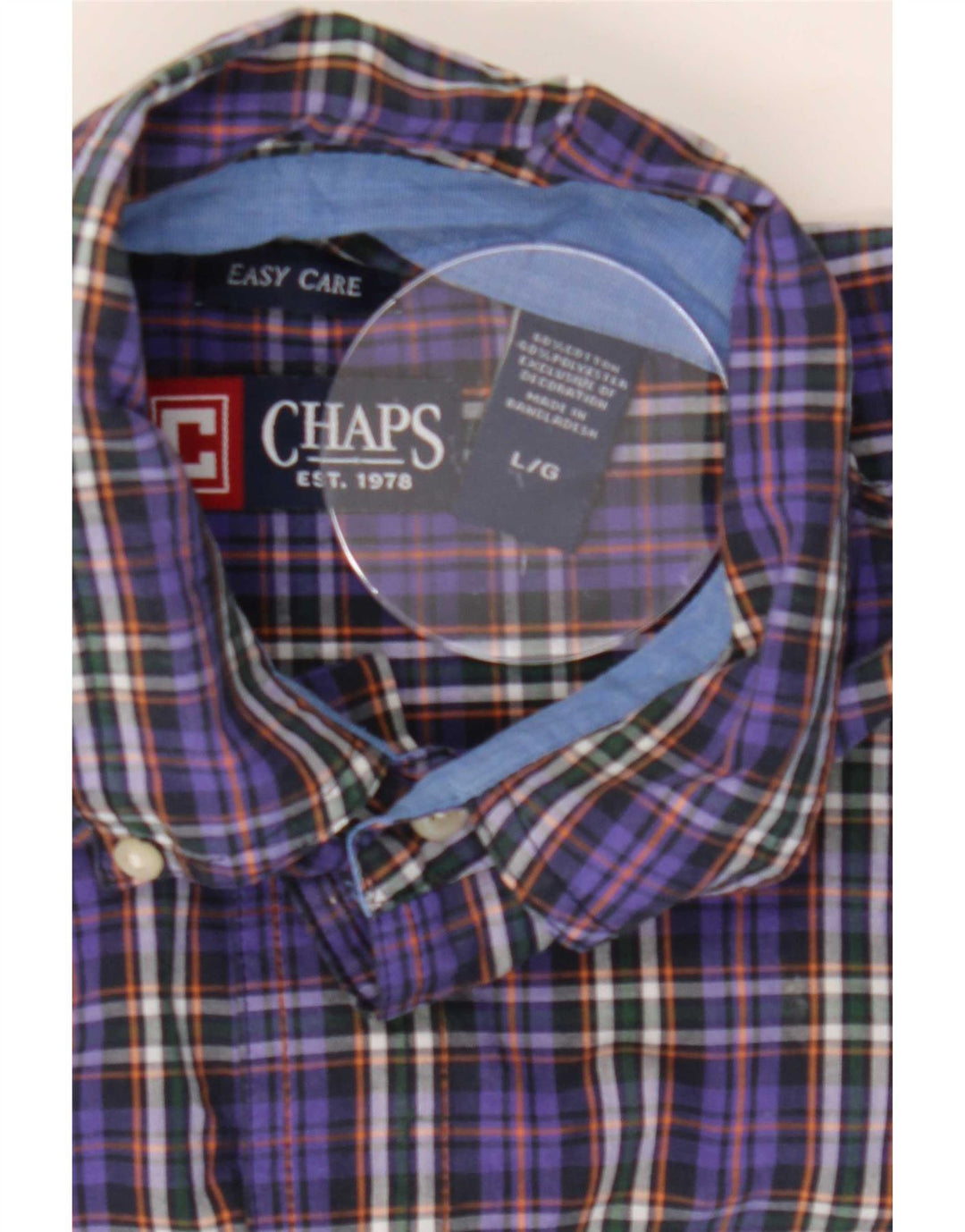 Chaps Chemise homme facile d'entretien en coton à carreaux violets