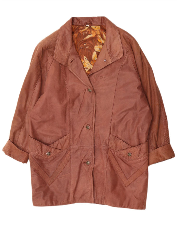 manteau en cuir surdimensionné femme vintage EU 38 Cuir brun moyen