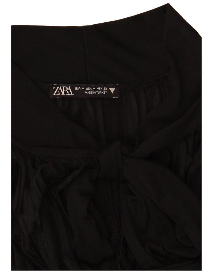 Zara Robe droite surdimensionnée à nouer sur le devant pour femme UK 14 Noir moyen rayé