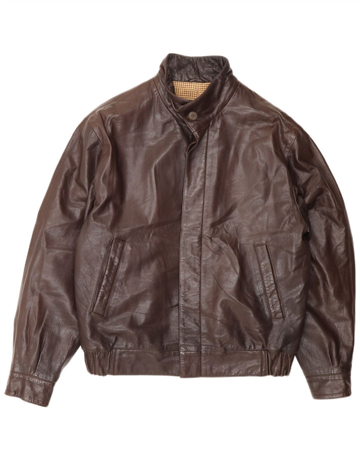 Veste en cuir Bomber homme vintage IT 50 grand cuir marron