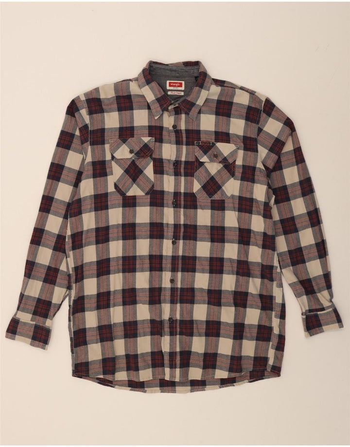 WRANGLER Mens Flannel Shirt XL Navy Blue Check Cotton Vintage Wrangler and Second-Hand Wrangler from Messina Hembry 