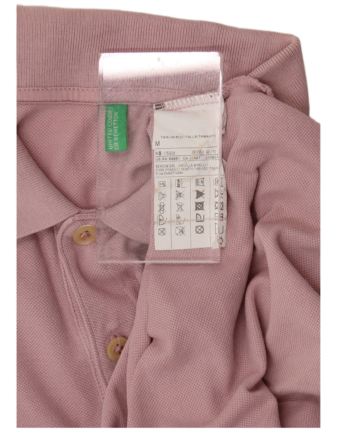 BENETTON Polo Homme Rose Moyen Coton