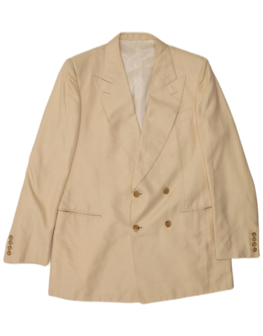 Costume 2 Pièces Vintage Homme Grand W34 L30 Soie Beige