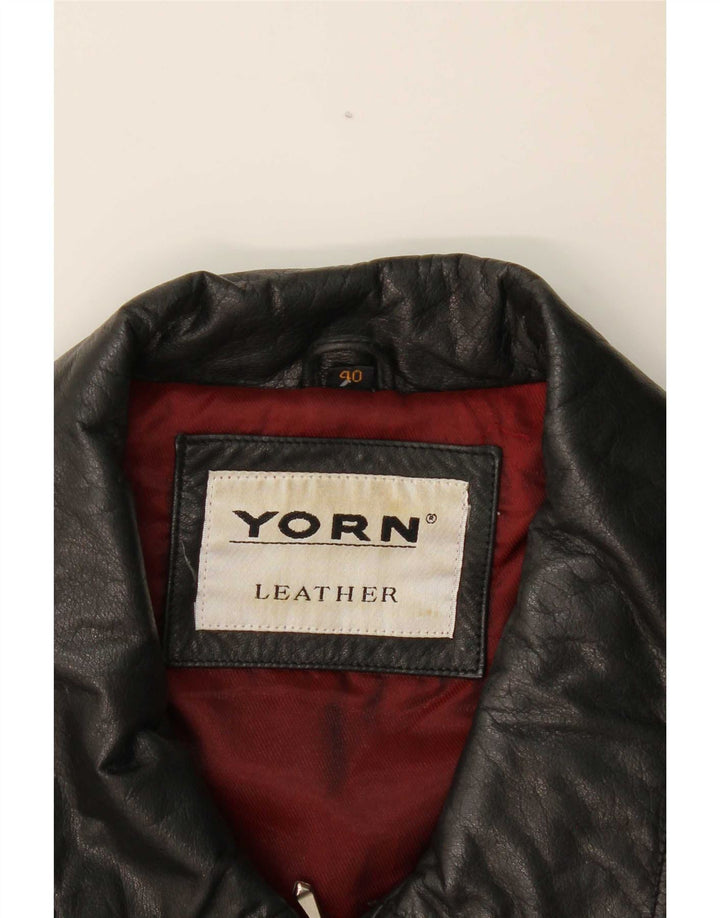 Yorn Veste en cuir surdimensionnée pour femme EU 40 Cuir noir moyen