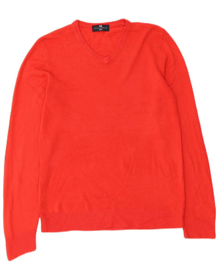 Marks & Spencer Pull à col en V Blue Harbour pour homme, petit, rouge, acrylique