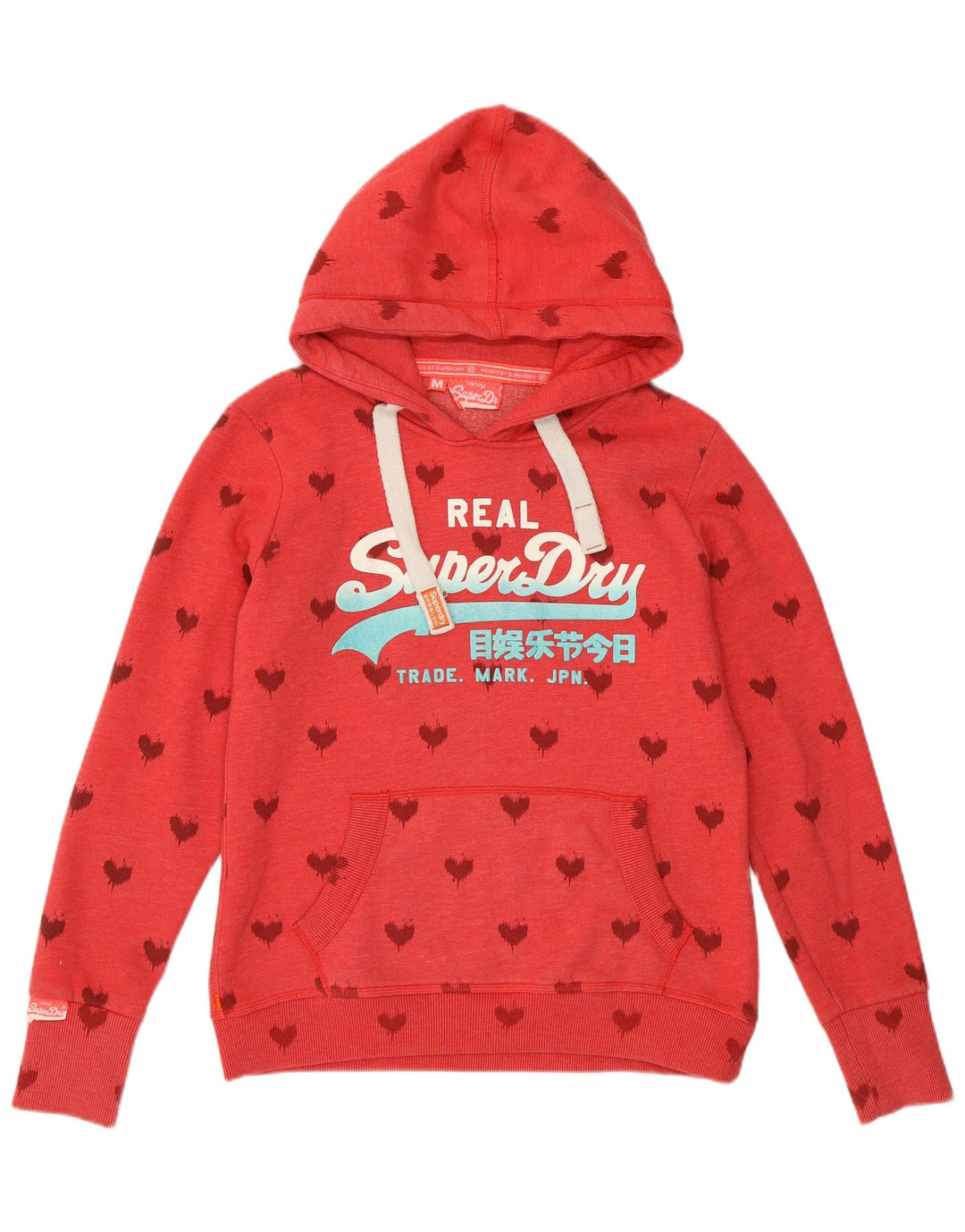 SUPERDRY Pull à capuche graphique pour femme UK 14 Medium Red Heart