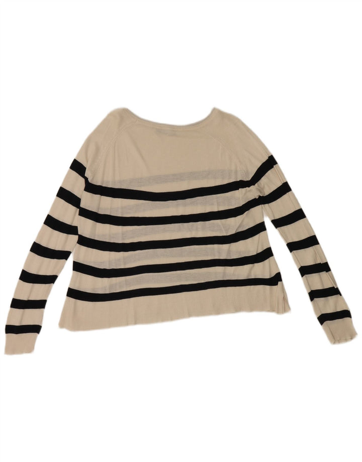 Zara Pull col bateau pour femme UK 14 Medium Blanc Rayé
