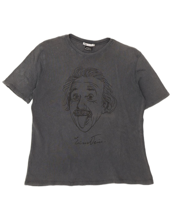 Zara Hommes Albert Einstein T-Shirt Graphique Haut Petit Gris