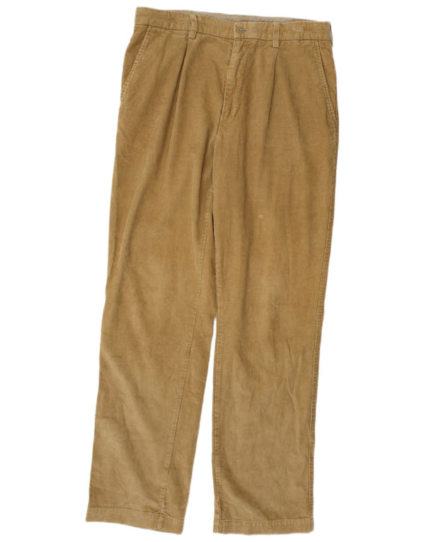 Marks & Spencer Pantalon droit en velours côtelé Blue Harbor pour homme W34 L33 Beige