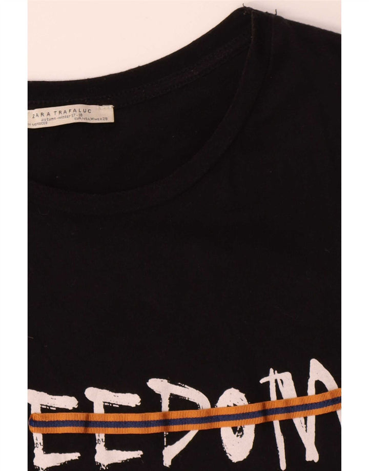 Zara Femme Trafaluc Graphic T-Shirt Top Noir Moyen