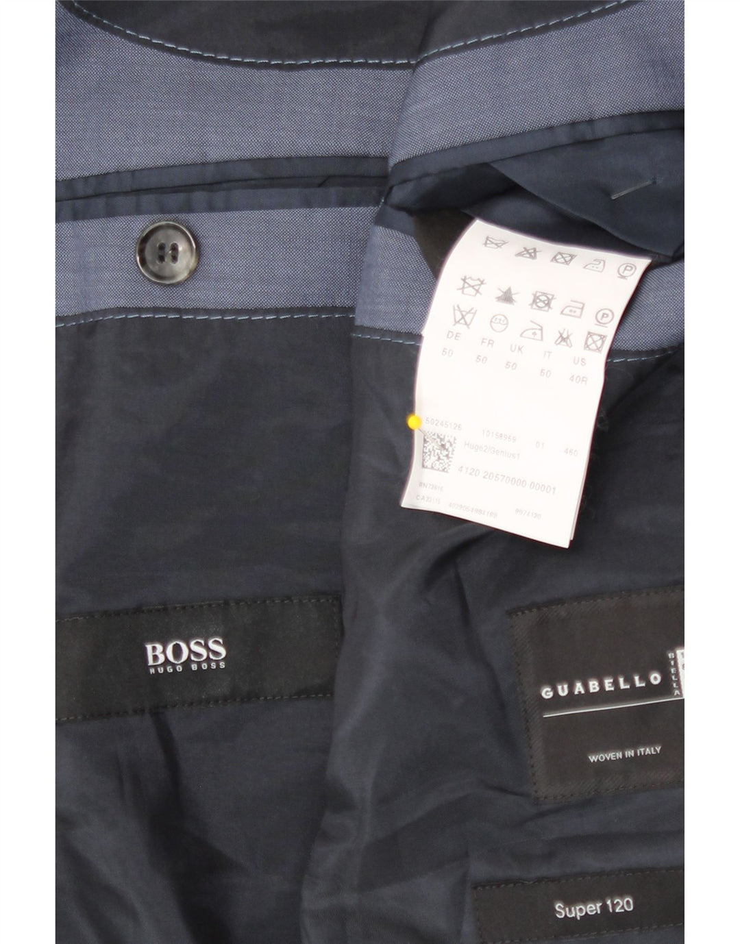 Hugo Boss Veste blazer à 2 boutons pour homme EU 50 Grande laine vierge bleue