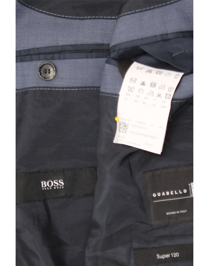 Hugo Boss Veste blazer à 2 boutons pour homme EU 50 Grande laine vierge bleue