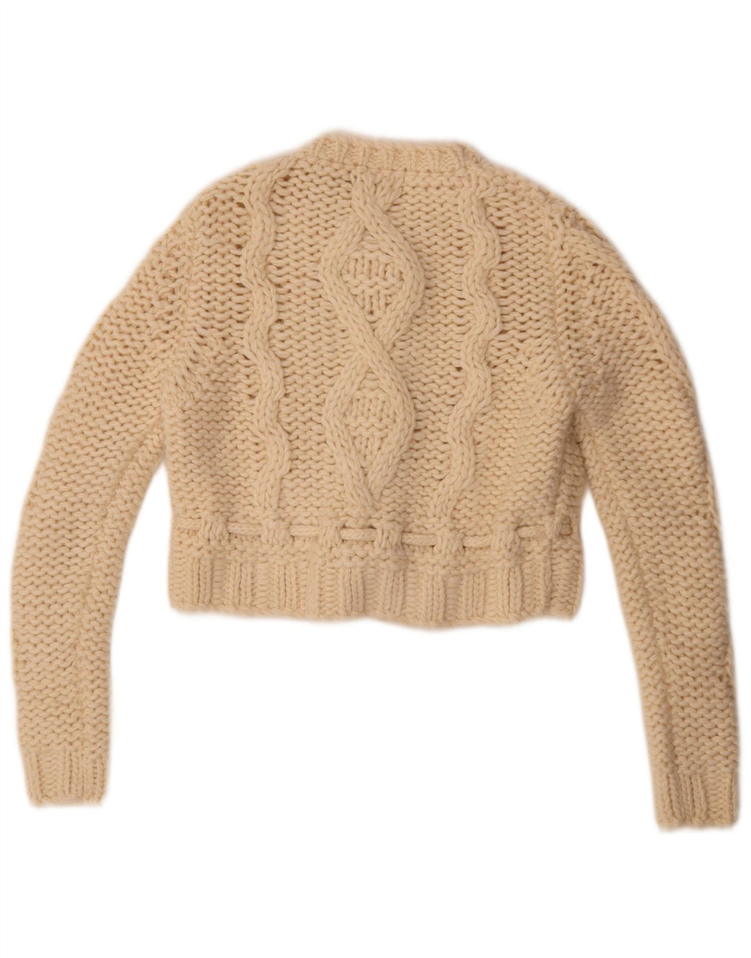 Benetton Cardigan court pour femme UK 14 en laine blanc cassé moyen