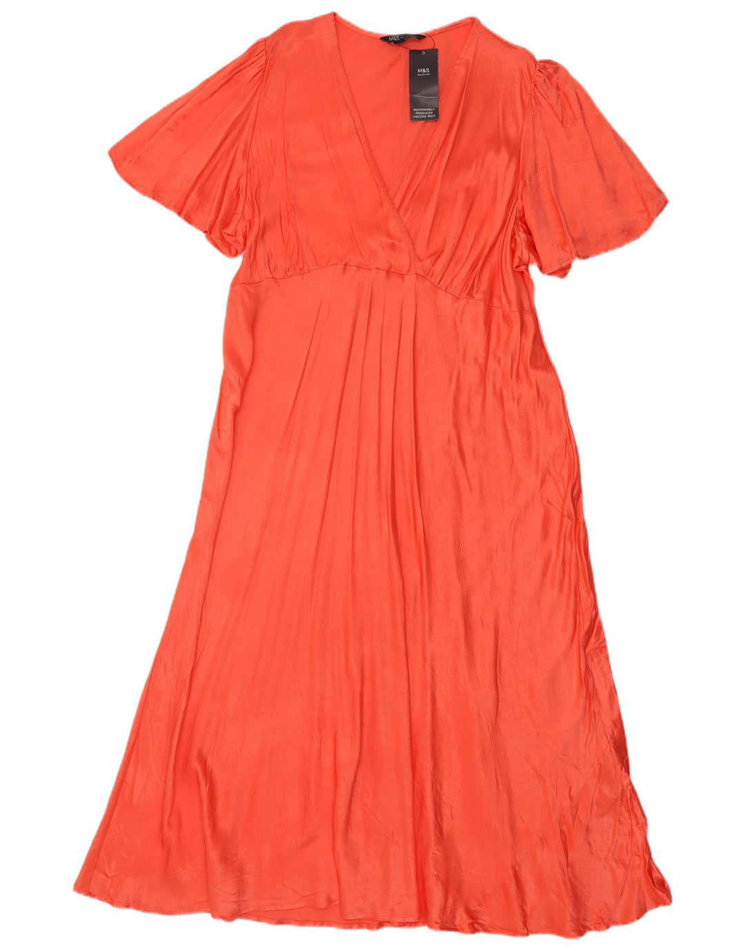 Marks & Spencer Robe longue régulière pour femme UK 22 3XL Orange Viscose