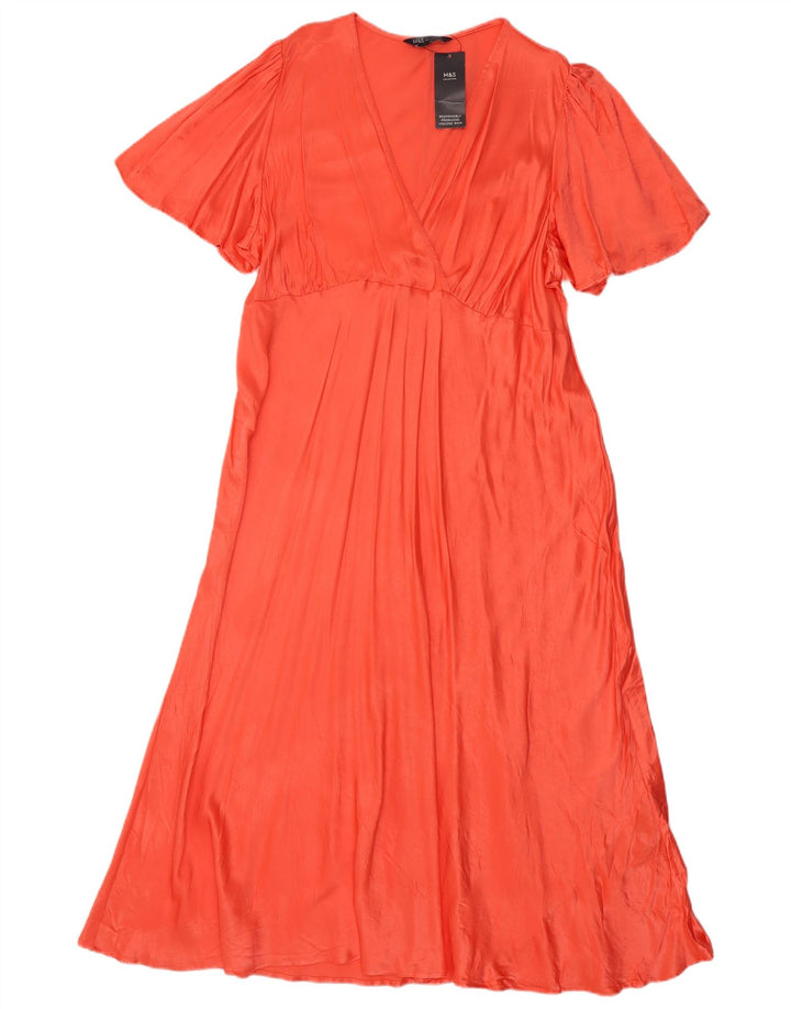 Marks & Spencer Robe longue régulière pour femme UK 22 3XL Orange Viscose