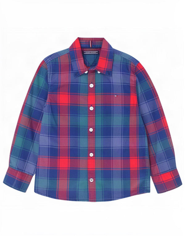 Tommy Hilfiger Chemise en flanelle pour garçon 3-4 ans Bleu à carreaux en coton