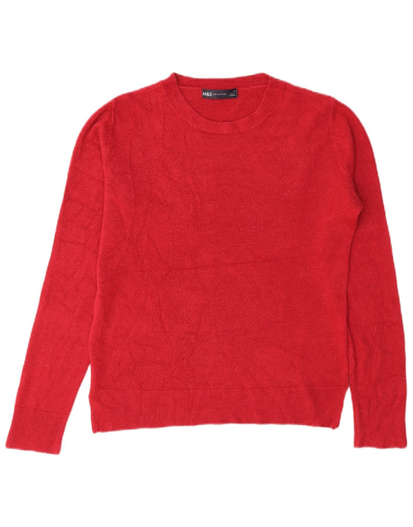 Marks & Spencer Pull ras du cou pour femme UK 10 Petit acrylique rouge